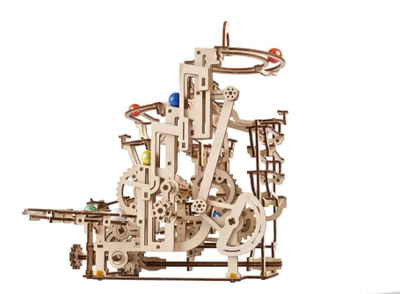 Model druri Ugears Marble Run Tiered Hoist, 315 pjesë, puzzle mekanik, ngjyrë druri natyrale