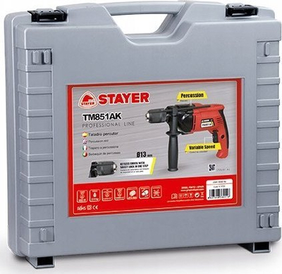 Stërvitëse me goditje Stayer TM851AK, 850W, mandrinë 13mm, e kuqe
