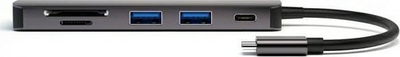 Hub USB C 4smarts 6in1, HDMI 4K, lexues karte SD microSD, gri