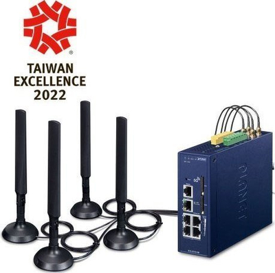 Gateway industrial PLANET ICG-2515-NR, 5G NR, 5 porta Ethernet, blu
