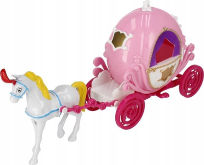 Set lodër karrocë princeshash MEGA CREATIVE 522964, me kalë, plastikë, rozë