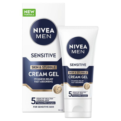 Xhel krem për lëkurë dhe mjekër Nivea Skin & Stubble Cream Gel Sensitive, 50 ml