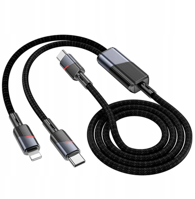 Kabllo karikimi HOCO U139 2in1, USB C në Lightning USB C, 100W, 1.2m, e zezë