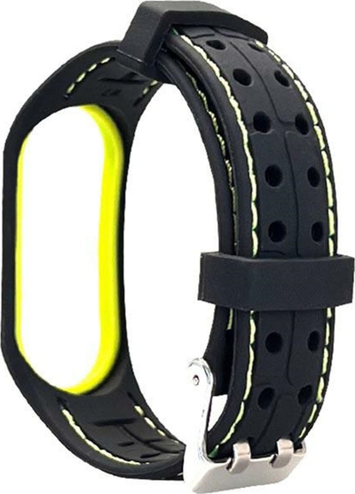 Rrip dore Beline për Xiaomi Mi Band 3/4, silikon, sportiv, zi me jeshile