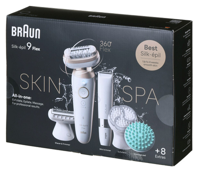 Epilator Braun Silk épil Series 9 Flex 9 481, kokë fleksibile 3D, i bardhë