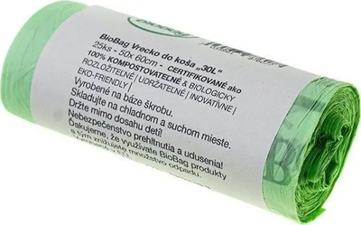 Qese plehrash BioBag Compostable, 30L, 25 copë, jeshile