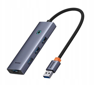 Hub USB Baseus UltraJoy 4in1, USB A në 4x USB 3.0, 5 Gbps, gri