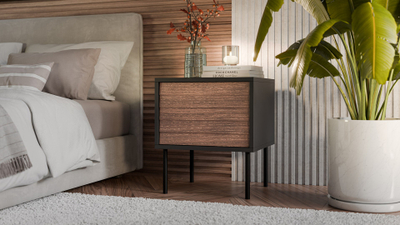 Komodinë anës shtratit Cama MEBLE CORTINA, set 2 copë, 45x40x51 cm, e zezë arrë