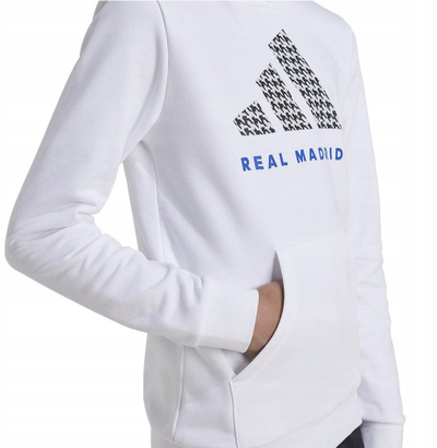 Bluzë me kapuç Adidas Real Madrid Jr IT3763, për fëmijë, e bardhë