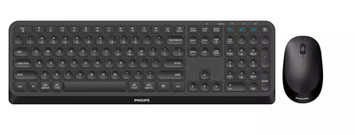 Set tastierë dhe mi Philips SPT6407B, wireless, Bluetooth, i zi