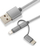 Kabllo USB CoreParts MOBX-ACC-003, USB-A në USB-C microUSB Lightning, 1m, gri