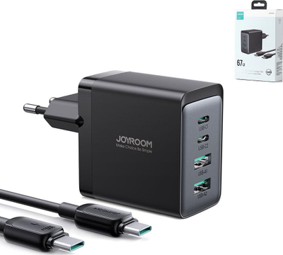 Karikues muri Joyroom JR-TCG02 GaN, 67W, me 4 porta USB, i zi