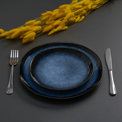 Set pjata ëmbëlsire Heinner Serenity, 6 copë, 20 cm, qeramikë, blu e zezë