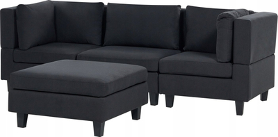 Divan me ottoman UNSTAD, modular, pëlhurë poliestër, i zi