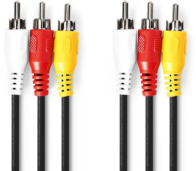 Kabllo video kompozit Nedis, 3x RCA mashkull, 1.5 m, e zezë
