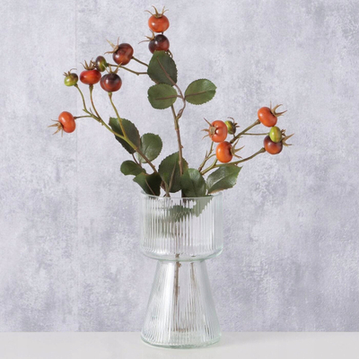 Vazo xhami Imano Glass Vase, me vija, 18 cm, transparente
