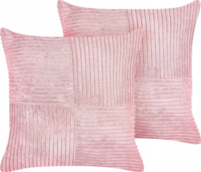 Jastëkë dekorativ Beliani MILLET, set me 2 copë, korduroy 43x43 cm, rozë