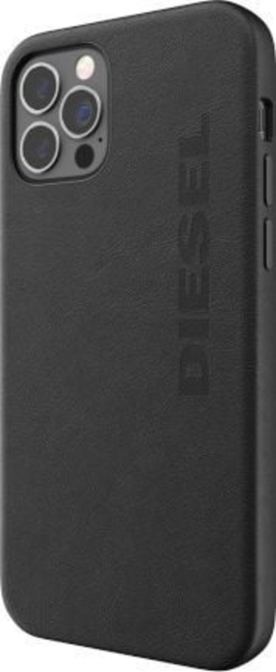 Kapotë telefoni Diesel Moulded Premium Leather, për iPhone 12 Pro Max, lëkurë natyrale, e zezë