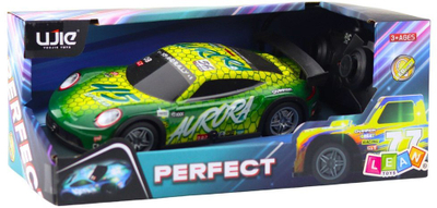 Makine garuese me telekomande RC Racing Car, trup me drite, 27MHz, jeshile