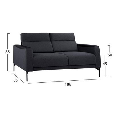Set divanësh Tricia 2-pjesësh HM11273, gri/ zezë