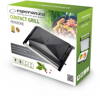 Grill kontaktues Esperanza EKG013, 850W, me sipërfaqe qeramike, i zi