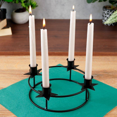 Mbajtës qirinjsh Home Styling Collection Advent, metal, për 4 qirinj, 25 cm, i zi