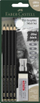 Set lapsa grafiti Faber-Castell Pitt Graphite Matt Ultra Black, 4 lapsa, 2B deri 14B, me aksesorë