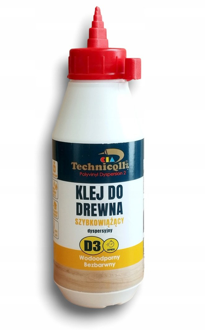Ngjitës druri Technicqll D3, shtrëngim i shpejtë, 500ml, transparent