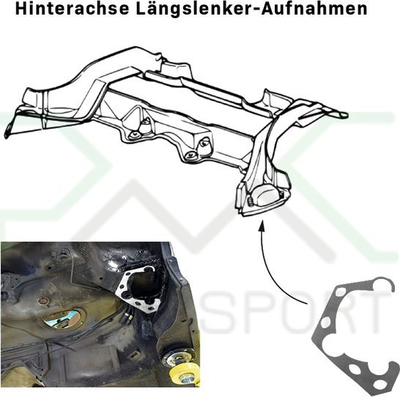 Set përforcues shasie BMW 3 E36, pllaka çeliku, për saldim