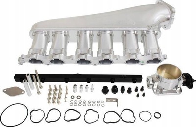 Kolektor marrjeje me rail karburanti Toyota Lexus 2JZ GTE, CNC alumini, set komplet, argjent