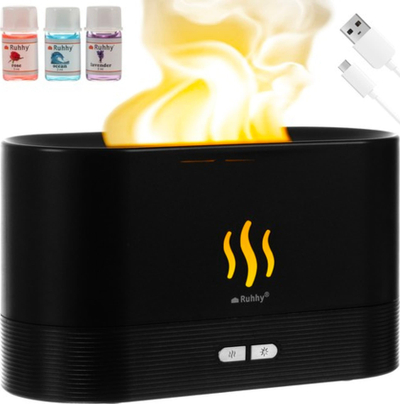 Humidifikues multifunksional USB, difuzor aromash, efekt flake LED, i bardhë