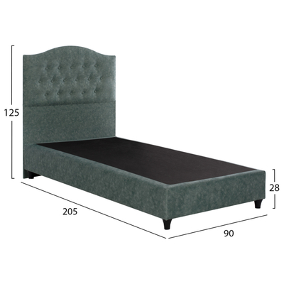 Krevat Malena HM651.27, për dyshek 90x200 cm, material nubuck, jeshil