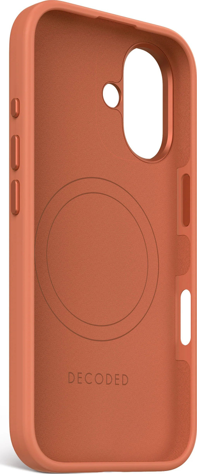 Kapak telefoni Decoded për iPhone 16, silikon antibakterial, MagSafe, portokalli