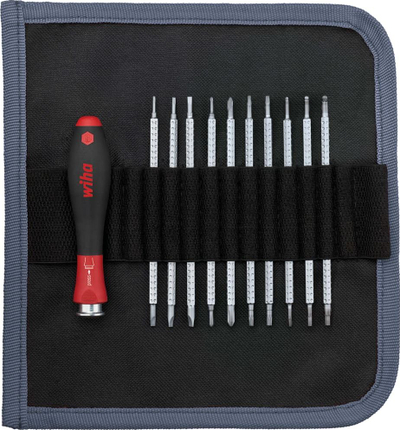 Set kaçavidash Wiha System 4 SoftFinish, 12 copë, me dorezë teleskopike, i zi