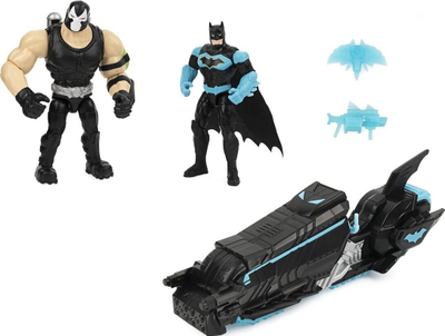 Set lodrash DC Comics Batman Moto-Tank Bane kundër Batman, figurina 10 cm, me aksesorë, e zezë