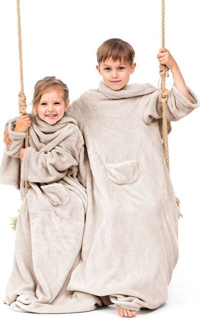 Batanije me mëngë për kalamaj DecoKing Lazykids, me xhep përpara, bezhë