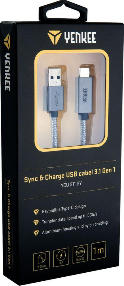 Kabllo karikues Yenkee USB-A - USB-C 1 m, e hirtë