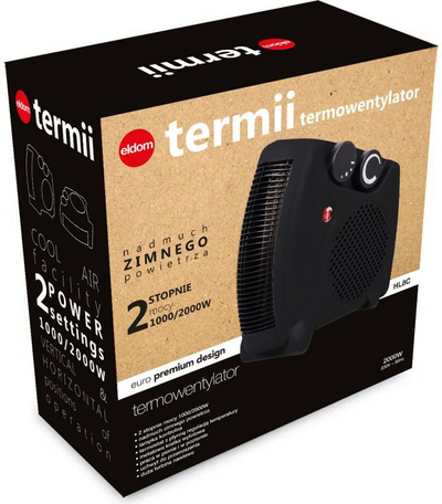 Ngrohës me ventilator Eldom HL8C, 2000W, 2 nivele fuqie, i zi