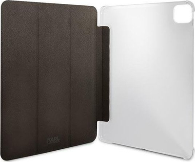 Навлака за таблет Karl Lagerfeld Choupette Head Saffiano, за iPad Pro 12.9" 2021, превиткувачки капак, црна