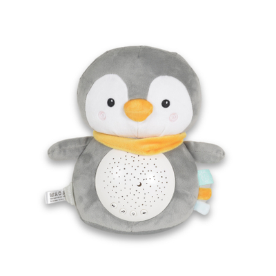 Dritë nate dhe projektor Moni Snuggle Penguin, e hirtë/bardhë