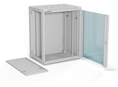Kabinet i varur rrjeti ALANTEC 19" 15U, 600x450, derë xhami, gri