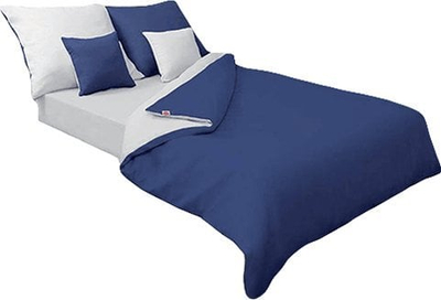 Set çarçafësh Ducky Dons Satin Double Face, 160x200 cm, dyansh, blu e errët dhe e bardhë