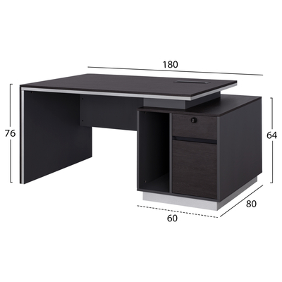 Tavolinë zyre Homemania Professional HM2113R, me dollap djathtas, 180x80x76 cm, wenge gri