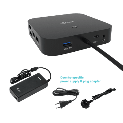 i-Tec USB-C Dual Display Docking Station with Power Delivery - docking station - USB-C / Thunderbolt 3 - 2 x DP - GigE