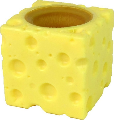 Lodër antistres squishy Mouse in Cheese, sensoriale për kalamaj, 5x5x5 cm, e verdhë