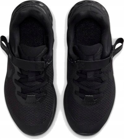 Atlete vrapimi për fëmijë Nike Revolution 6, rrip Velcro, pjesë e sipërme rrjete, të zeza
