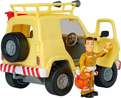 Set lodrash Simba Fireman Sam Rescue Jeep Sam Figure, makinë shpëtimi me drita dhe tinguj, figurë zjarrfikësi