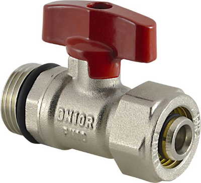Valvul me sferë Ferro KPEX16, 1/2", për tuba PEX 16x2 mm, me dorezë fluture të kuqe