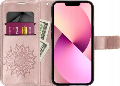 Këllëf libri OEM MEZZO për Xiaomi Redmi Note 13 4G, model Mandala, rose gold