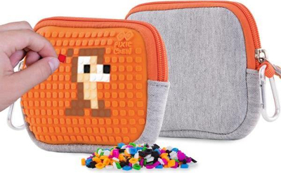Çantë tualeti PIXIE CREW Zipper Pouch, neopren, panel silikoni, gri me panel portokalli